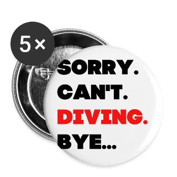 Pardon. Ne. Plongée. Au revoir. - Lot de 5 petits badges (25 mm) - blanc - Devant