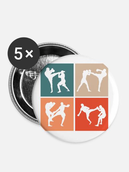 kickboxen kickboxer - Buttons klein 25 mm (5er Pack) - Weiß