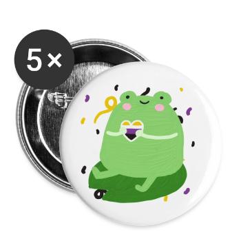 Sweet frog with non-binary pride flag colors - Buttons small 1''/25 mm (5-pack) - white - Front