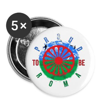 Proud to be Roma - Buttons small 1''/25 mm (5-pack) - white - Front