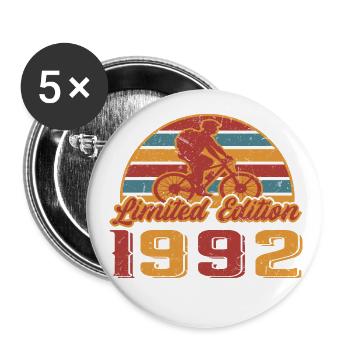 Bicycle Bike Cyclist Birthday Year 1992 - Buttons small 1''/25 mm (5-pack) - white - Front