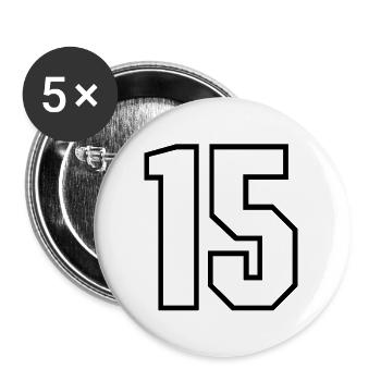 15 ans maillot numéro 15 t-shirt maillot de sport 15 - Lot de 5 petits badges (25 mm) - blanc - Devant