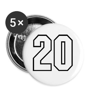20 ans maillot numéro 20 t-shirt maillot de sport 20 - Lot de 5 petits badges (25 mm) - blanc - Devant