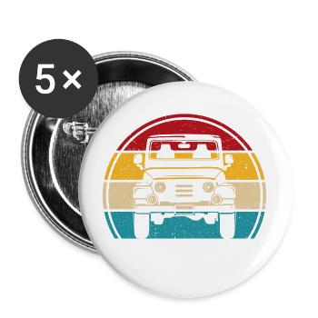 Retro Offroad SUV 4x4 Off-Road Vehicle - Buttons small 1''/25 mm (5-pack) - white - Front