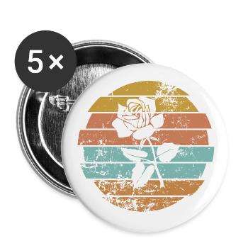Rose - Lot de 5 petits badges (25 mm) - blanc - Devant
