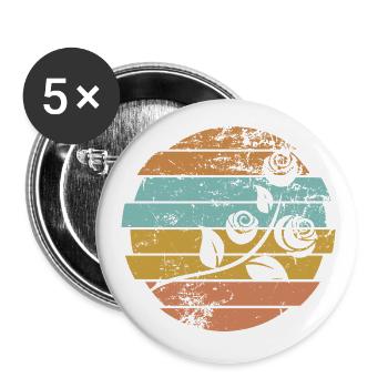Rose - Lot de 5 petits badges (25 mm) - blanc - Devant