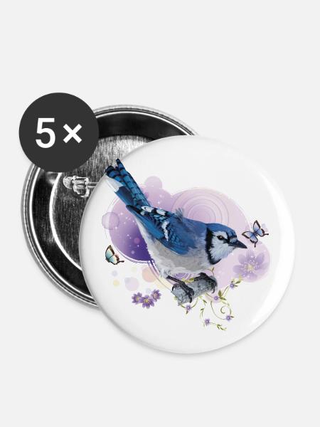 Blaue Chara - Buttons klein 25 mm (5er Pack) - Weiß