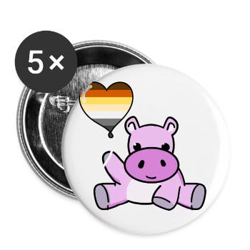 Hippo Ballon Gay Bear Pride - Buttons klein 25 mm (5er Pack) - Weiß - Vorne