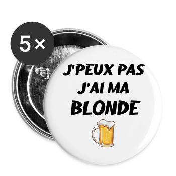 J'peux pas j ai ma blonde - Lot de 5 petits badges (25 mm) - blanc - Devant