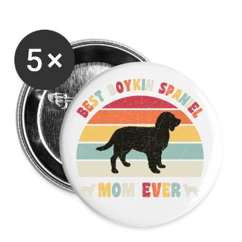 Meilleure maman Boykin Spaniel jamais amoureux des chiens vintage - Lot de 5 petits badges (25 mm) - blanc - Devant