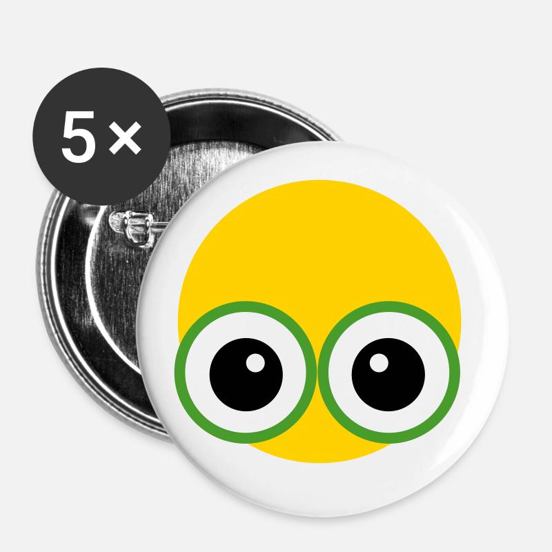 YELLOW-GREEN-EYE-MONSTER aka Y-G-E-M - Buttons klein 25 mm (5er Pack) - Weiß