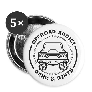 Offroad addict T-shirt 4x4 - Dark & Dirty - Lot de 5 petits badges (25 mm) - blanc - Devant