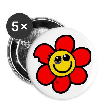 Lustige Blume mit blauem Auge - Buttons klein 25 mm (5er Pack) - Weiß - Vorne