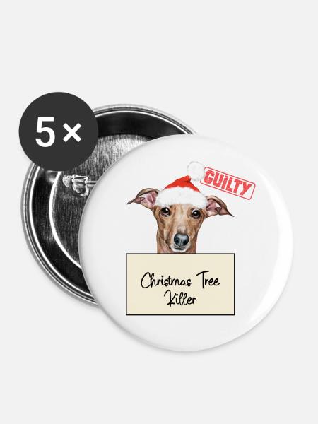 Weihnachtsbaum Umschubser Italienischer Windhund - Buttons klein 25 mm (5er Pack) - Weiß