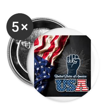 USA, stars and belts - Buttons small 1''/25 mm (5-pack) - white - Front