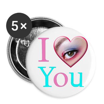 I love you - Buttons small 1''/25 mm (5-pack) - white - Front