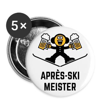 Après-Ski Meister (Bier / Karikatur / 3C) - Buttons klein 25 mm (5er Pack) - Weiß - Vorne