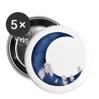 Flower moon - Buttons small 1''/25 mm (5-pack) - white - Front