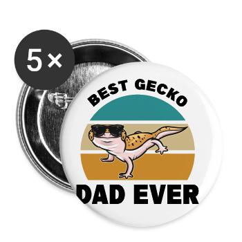 Gecko Papa | Geckos Haustier Reptilien Geschenke - Buttons klein 25 mm (5er Pack) - Weiß - Vorne