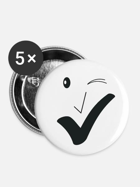 Feines Lächeln Feines Gesicht A03. - Buttons klein 25 mm (5er Pack) - Weiß