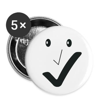 Feines Lächeln - Feines Gesicht 01. - Buttons klein 25 mm (5er Pack) - Weiß - Vorne
