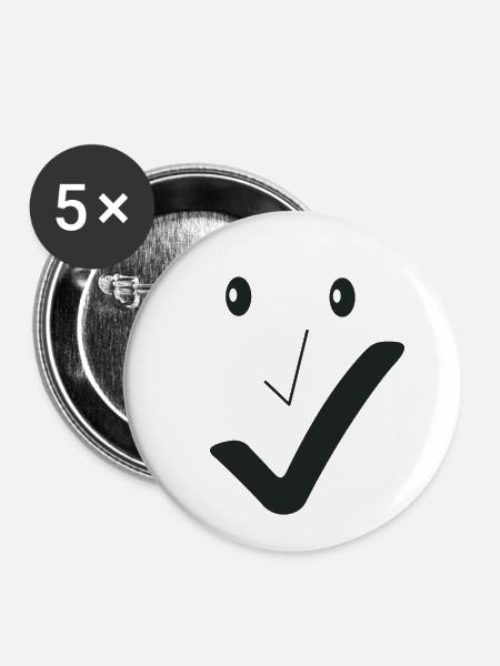 Feines Lächeln - Feines Gesicht 01. - Buttons klein 25 mm (5er Pack) - Weiß
