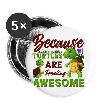 Amoureux des tortues Animal de compagnie - Lot de 5 petits badges (25 mm) - blanc - Devant
