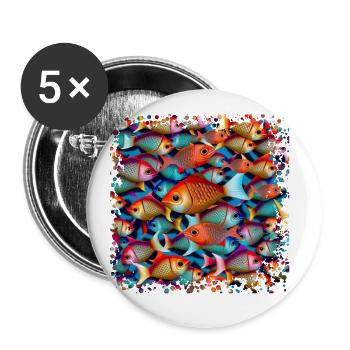 Viele Fische schwimmen in großen Schwärmen - Buttons klein 25 mm (5er Pack) - Weiß - Vorne