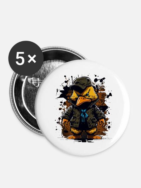 Angry duck 2 - Buttons klein 25 mm (5er Pack) - Weiß
