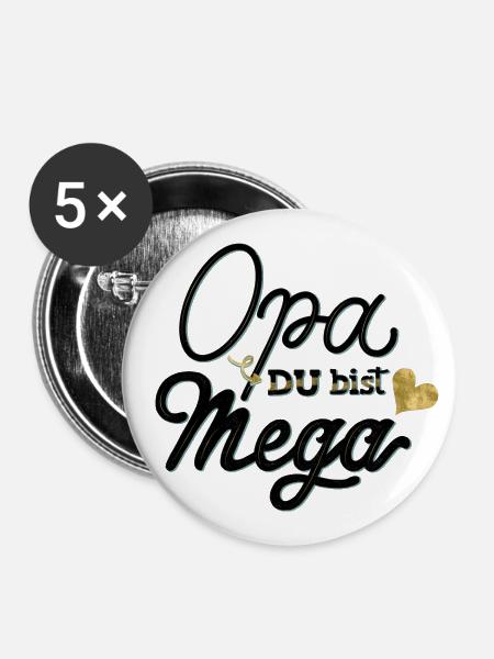 Opa, du bist mega - Buttons klein 25 mm (5er Pack) - Weiß