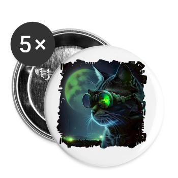 Cats don't need a night vision device - Buttons small 1''/25 mm (5-pack) - white - Front