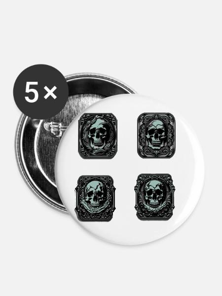 Skulls Sticker - Buttons small 1''/25 mm (5-pack) - white