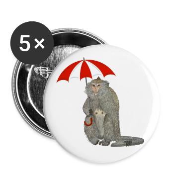 Parapluie de singe - Lot de 5 petits badges (25 mm) - blanc - Devant