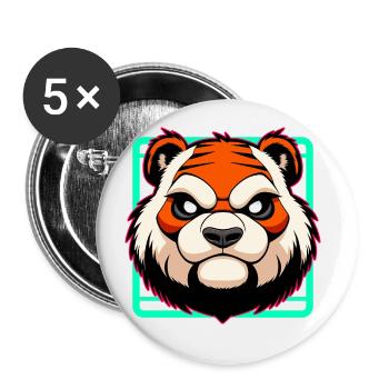 Tigre maléfique - Lot de 5 petits badges (25 mm) - blanc - Devant