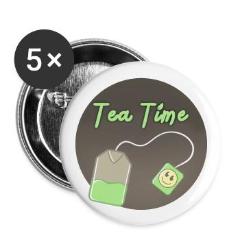 Tea time! - Buttons small 1''/25 mm (5-pack) - white - Front