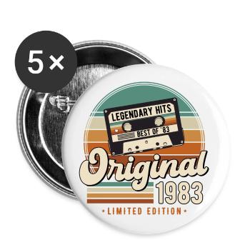 Original 1983 Vintage Vintage Rétro Anniversaire - Lot de 5 petits badges (25 mm) - blanc - Devant