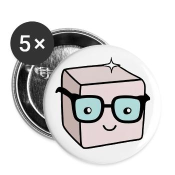 Morceau de sucre nerd avec des lunettes - Lot de 5 petits badges (25 mm) - blanc - Devant