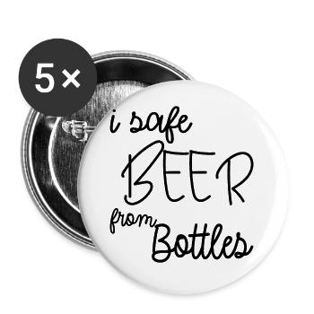 i safe BEER from Bottles - Buttons klein 25 mm (5er Pack) - Weiß - Vorne