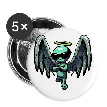 Alien Erzengel - Heiligenschein und Flügel Design - Buttons klein 25 mm (5er Pack) - Weiß - Vorne