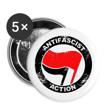 Antifascist Action logo grunge - Buttons small 1''/25 mm (5-pack) - white - Front