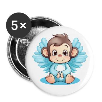Affe Schimpanse Engel, Inspirierendes Tierdesign - Buttons klein 25 mm (5er Pack) - Weiß - Vorne