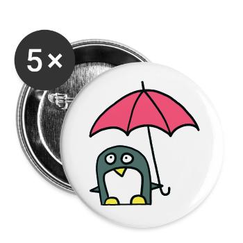 Penguin with umbrella - Buttons small 1''/25 mm (5-pack) - white - Front