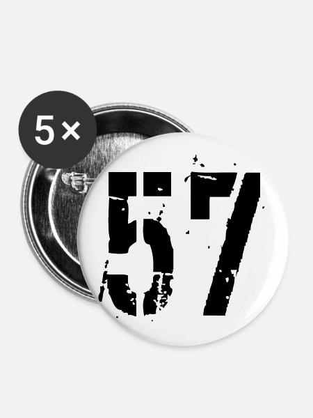 Nummer 57 - Buttons klein 25 mm (5er Pack) - Weiß