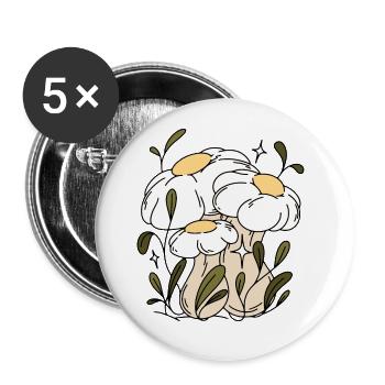 Pilze Pflanzen Pilzsammler - Buttons klein 25 mm (5er Pack) - Weiß - Vorne