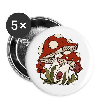 Pilze Pflanzen Pilzsammler - Buttons klein 25 mm (5er Pack) - Weiß - Vorne