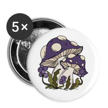 Pilze Pflanzen Pilzsammler - Buttons klein 25 mm (5er Pack) - Weiß - Vorne