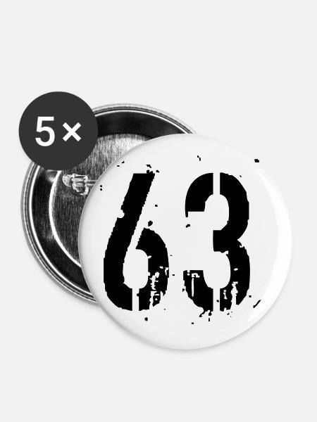 Nummer 63 - Buttons klein 25 mm (5er Pack) - Weiß