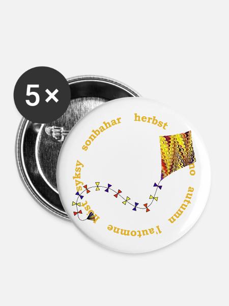 herbstlicher drachen e 281 - Buttons klein 25 mm (5er Pack) - Weiß