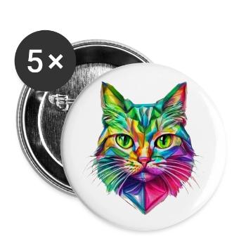 AUFFÄLLIGE STILISIERTE KATZE - Buttons klein 25 mm (5er Pack) - Weiß - Vorne