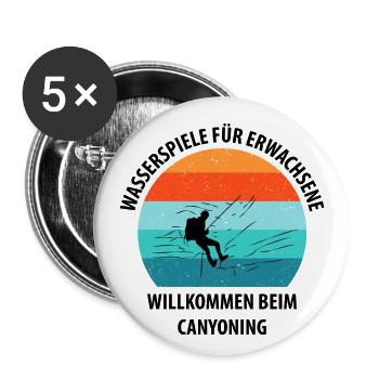 Canyoning Bergsteigen Klettern Wandern Berge - Buttons klein 25 mm (5er Pack) - Weiß - Vorne
